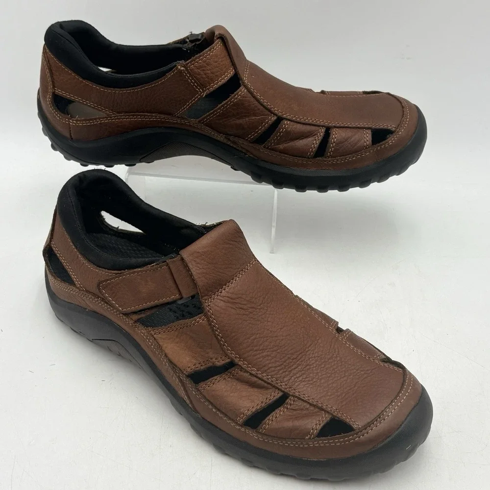 G.H. Bass Bramble Brown Leather Fisherman Sandals Closed Toe Sz 11.5 M Men's